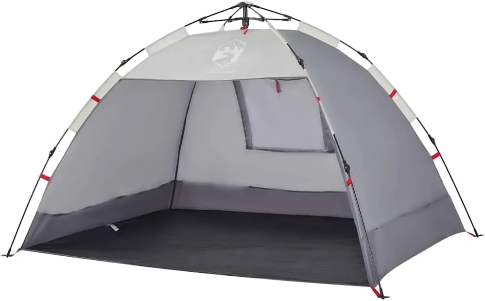 vidaXL Beach Tent 2-Person, Outdoor Shelter, Camping Tent for Garden Patio, Backpacking Tent, Beach Canopy, Gray Quick Release Waterproof