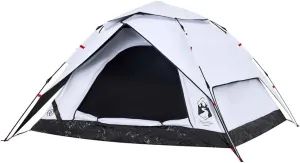 vidaXL Camping Tent Dome 4-Person, Garden Shelter, Portable Canopy for Outdoor Patio Hiking, Foldable Dome Tent, White Blackout Fabric Quick Release