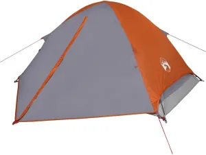 vidaXL Camping Tent Dome 4-Person Grey and Orange Waterproof