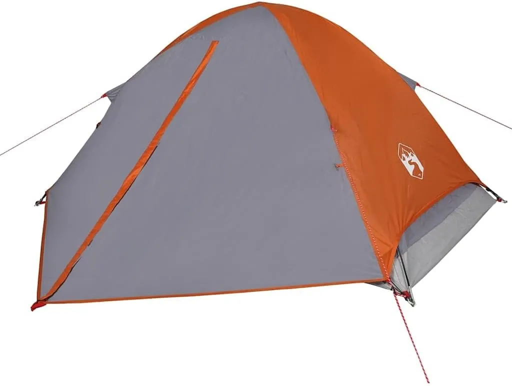 vidaXL Camping Tent Dome 4-Person Grey and Orange Waterproof