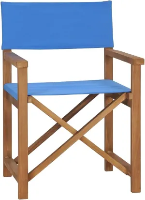 vidaXL Director's Chair - Durable and Foldable Design Furniture for Outdoors - Blue, Made of Premium Teak Hard Wood, Easy to Assemble