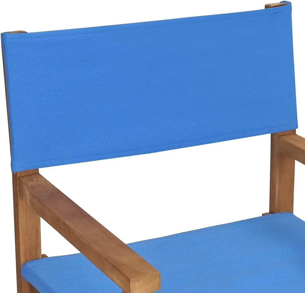 vidaXL Director's Chair - Durable and Foldable Design Furniture for Outdoors - Blue, Made of Premium Teak Hard Wood, Easy to Assemble