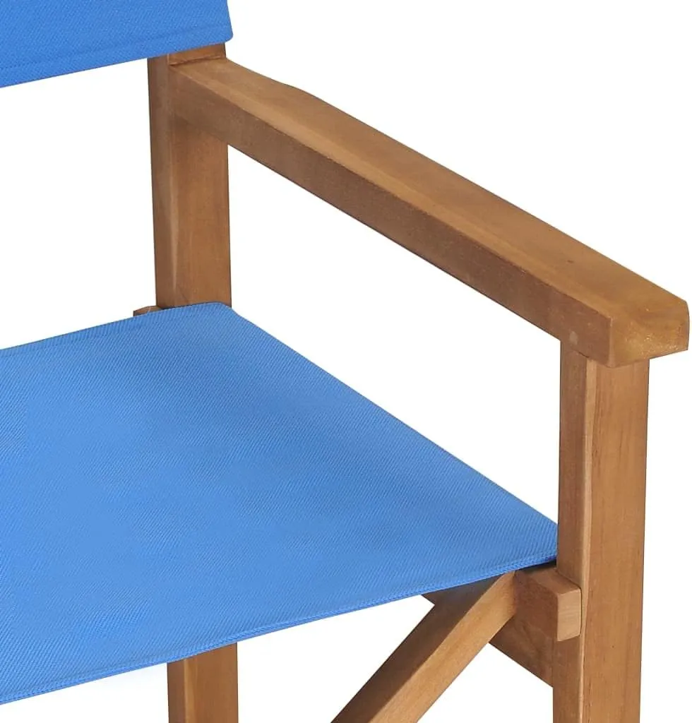 vidaXL Director's Chair - Durable and Foldable Design Furniture for Outdoors - Blue, Made of Premium Teak Hard Wood, Easy to Assemble