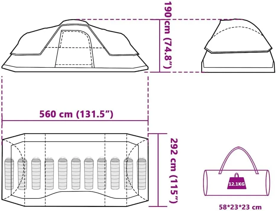 vidaXL Dome Tent Family Tent Camping Tent Outdoor Tent Throw Tent Waterproof