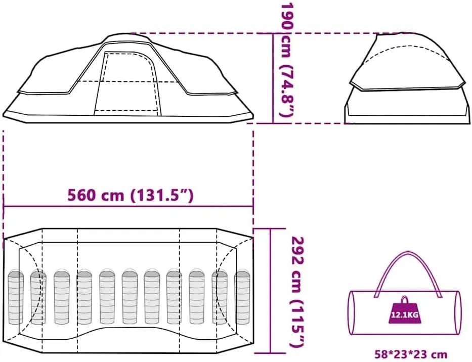 vidaXL Dome Tent Family Tent Camping Tent Outdoor Tent Throw Tent Waterproof
