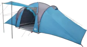 vidaXL Family Tent - Blue Dome Camping Shelter - 6-Person Waterproof Polyester Tent with E-Port and Divided Rooms - Portable and Lightweight