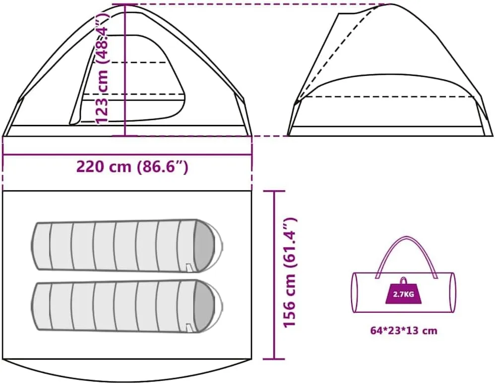 vidaXL Family Tent Dome Camping Shelter Utility Tent Blackout Fabric Waterproof