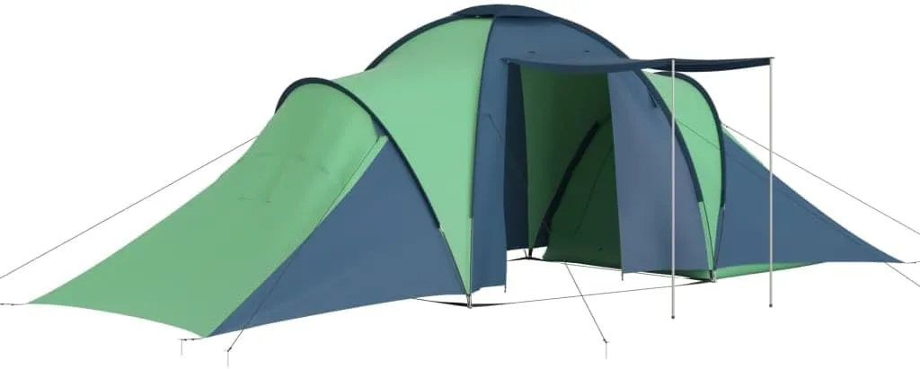 'vidaXL Large Camping Tent for 6 Persons - Outdoor, Travelling and Vacation - Blue & Light Blue Design - Spacious with 2 Compartments - Easy Assembly and Lightweight for Transport.