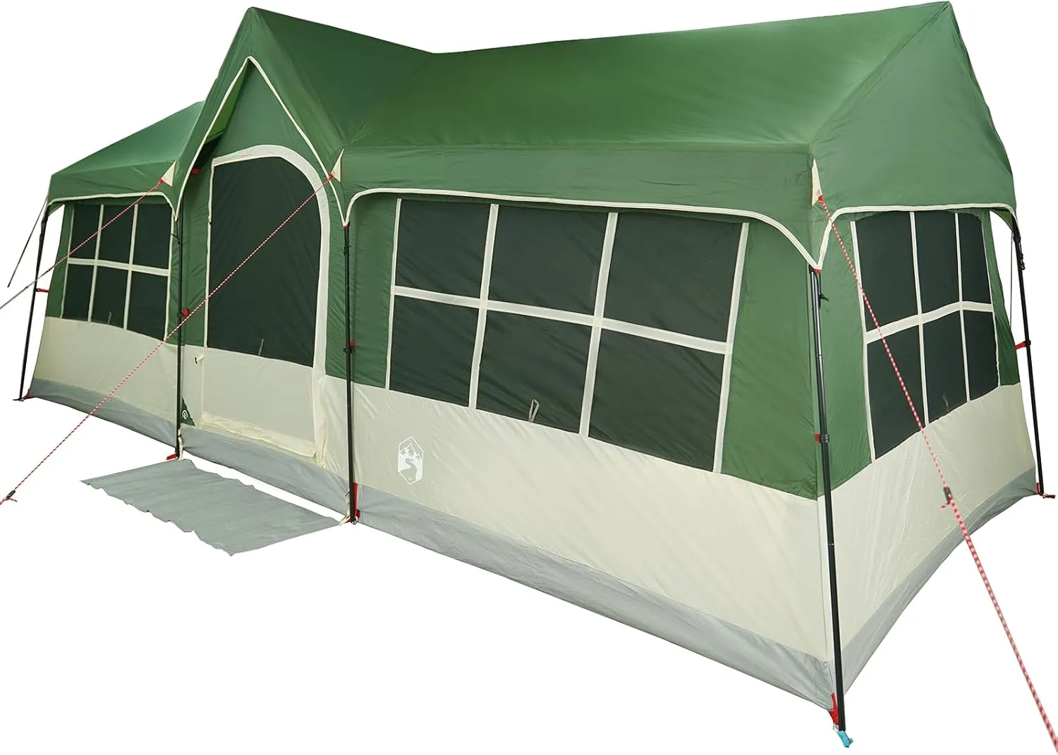 vidaXL Large Green Camping Tent for 12 People with Zipper Closure | Water Resistant Polyester Outdoor Gear Trips Family Gatherings and Backyard Events Shelter Person Portable Festival Easy Setup