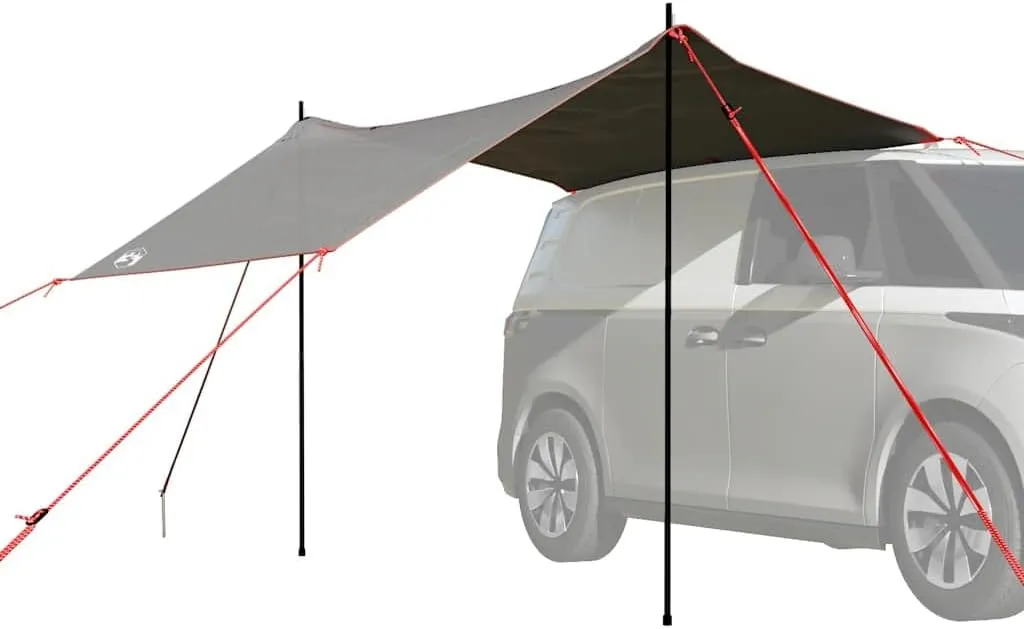 vidaxl - Waterproof car Tent Grey/Orange - Transform Your Vehicle into a Camping shelter with Ample Space, Durable 185T Polyester with PU Coating, Easy Assembly - 161.4" L x 98.4" W x 78.7" H