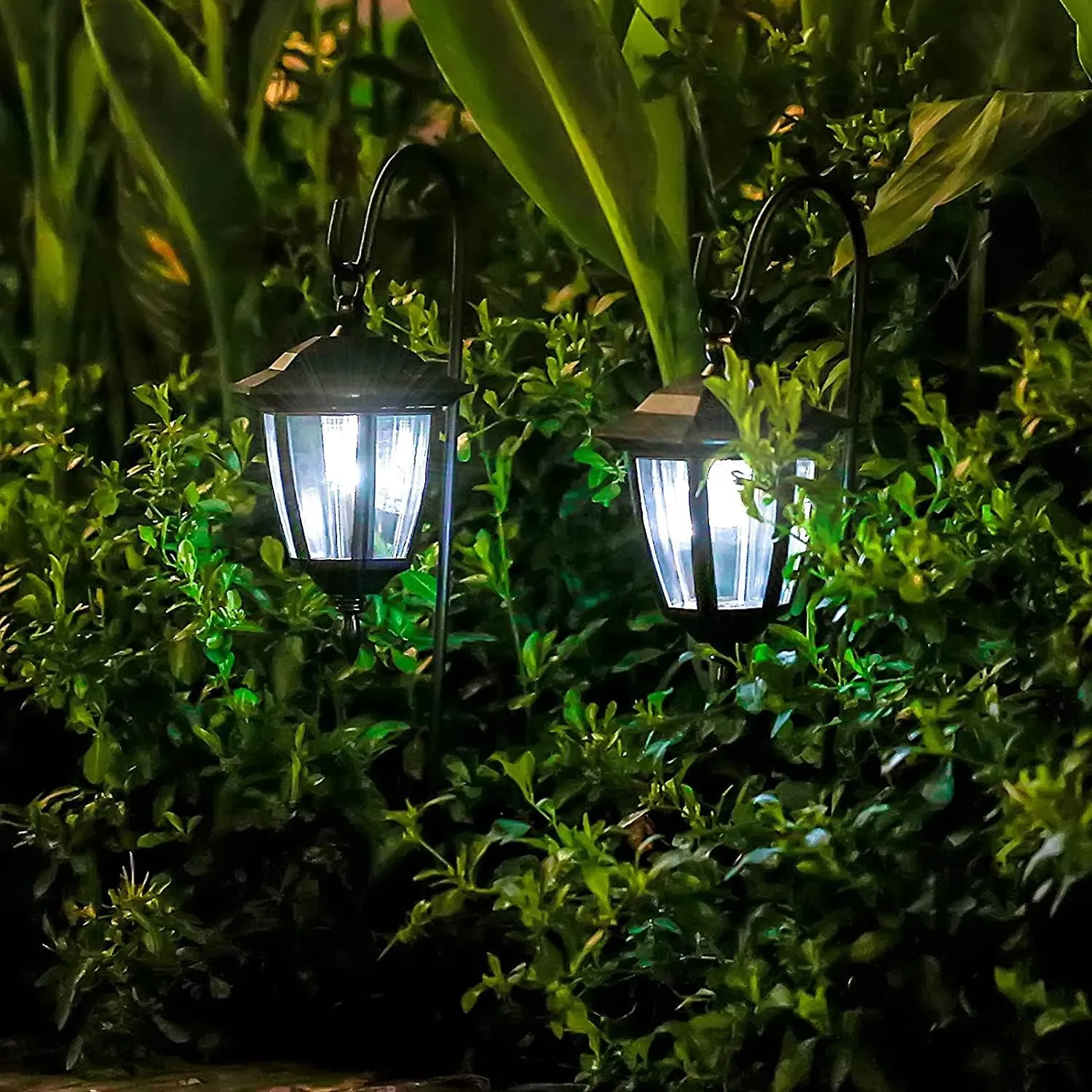 Viewsun 34 Inch Hanging Solar Lights, Shepherd Hook Lights with 2 Shepherd Hooks Waterproof Outdoor Decorative Solar Lantern Lights for Garden Decor, Patio, Backyard, Pathway, 6PACK