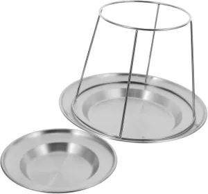 VOSAREA Stylish Stainless Steel Seafood Platter Set 2 Tier Cake Stand Dessert Tower Cupcake Display Holder for Buffet Salad Steak Snack and Pizza