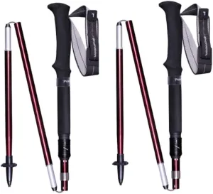 Walking Poles Hiking Trekking Poles 2-Pack Lightweight Aluminum Alpenstocks Mountaineering Anti Shock Trekking Poles Ultra Strong Locking with Accessories and Carrying Bag for Hiking, Camping for Men