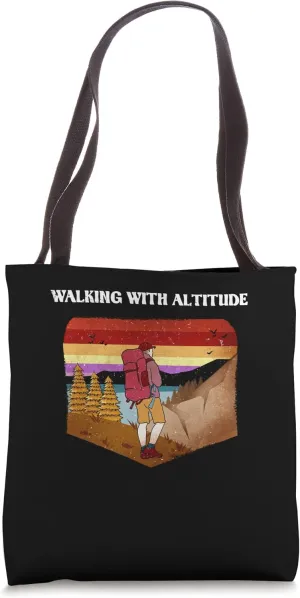 Walking with Altitude Camping Mountain Camper Summit Hiking Tote Bag