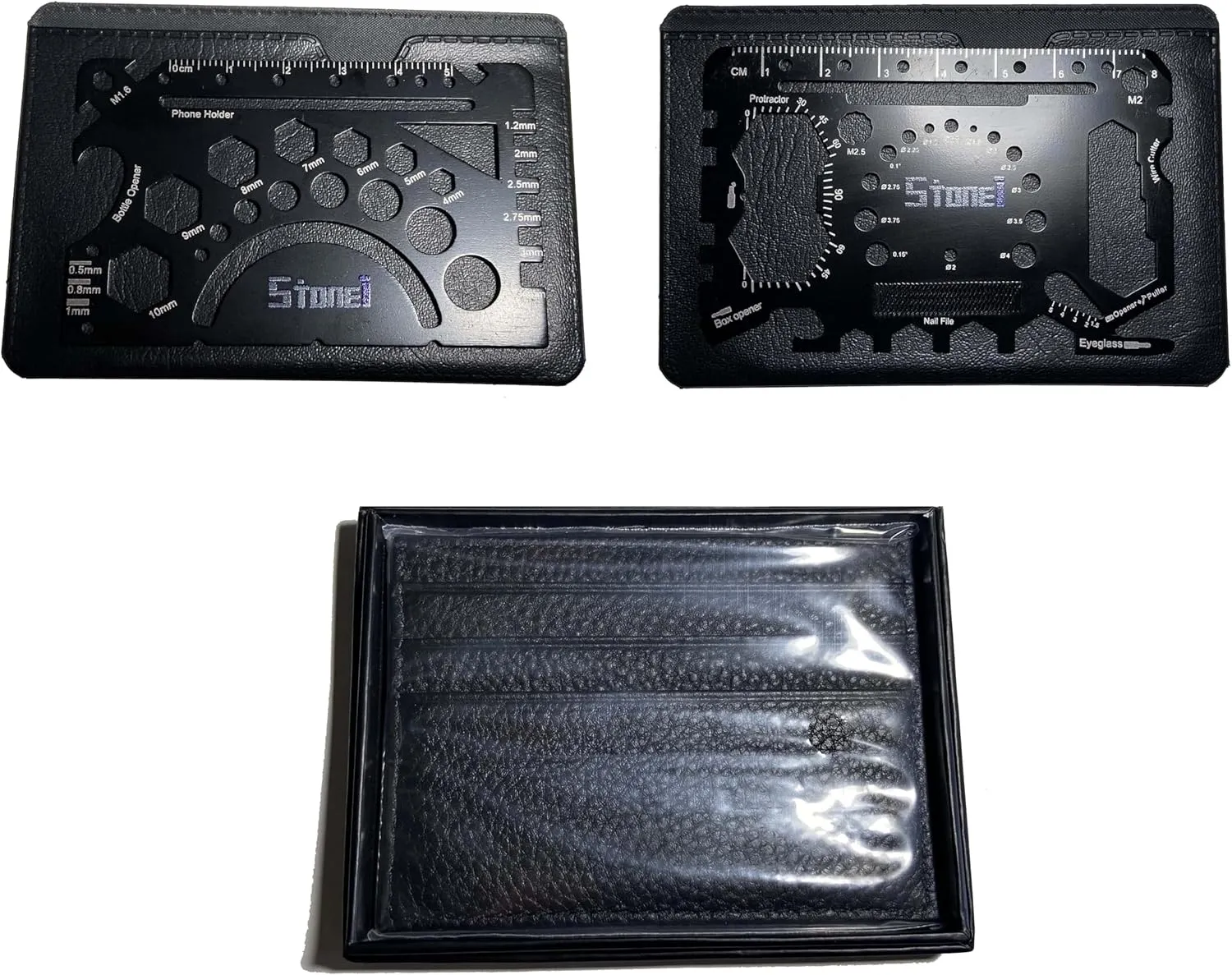 Wallet Multitool Multifunction Tool Cards Complete Gift Package (Includes 49-in-1 and 52-in-1 Tool Cards) - Bottle Opener, Wrenches, Screwdriver, Phone Stand, Measuring Tools, and More