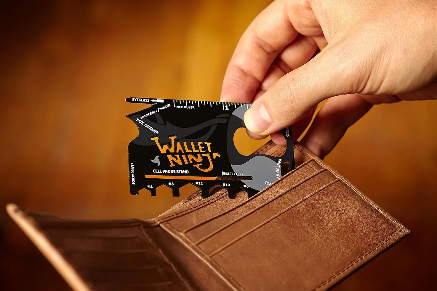 Wallet Ninja Multitool Card – 18 in 1 Credit Card Size Multi-Tool for Quick Repairs, EDC Survival Gear, Bottle Opener, Camping – Cool Gadget and Stocking Stuffer – Black (3)
