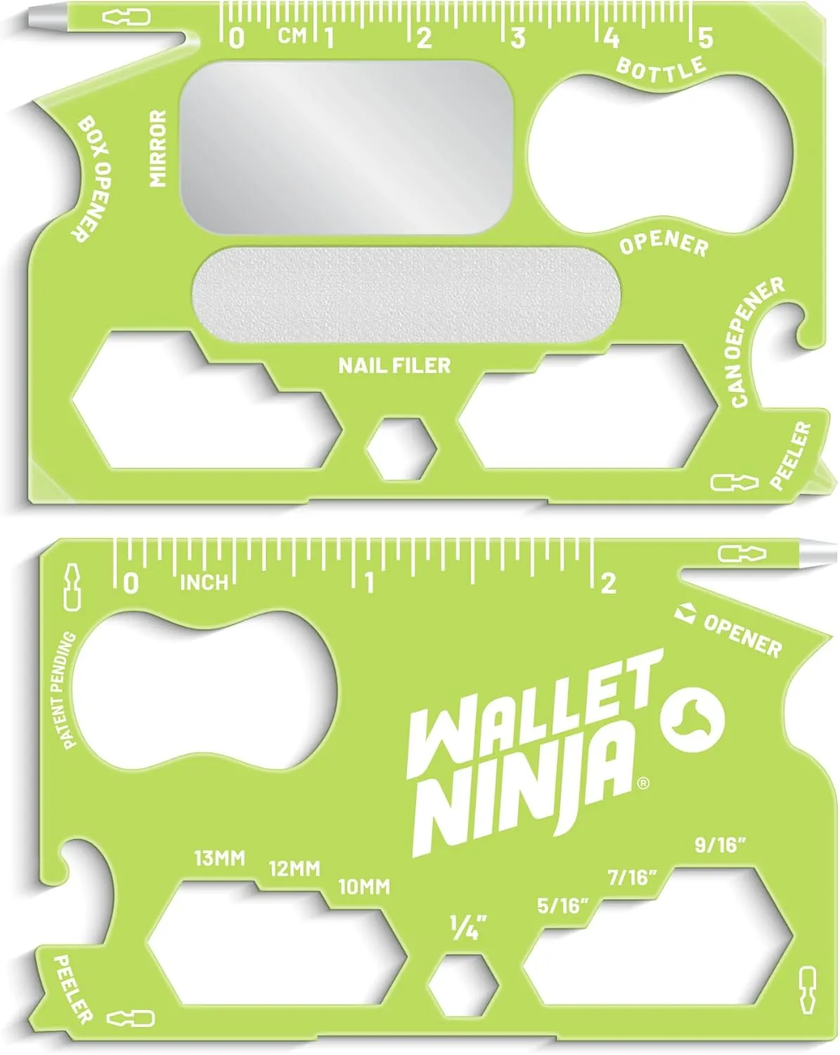 Wallet Ninja Plus: (Eye Mirror   Nail Filer) 21 in 1 Multitool (Island Green)