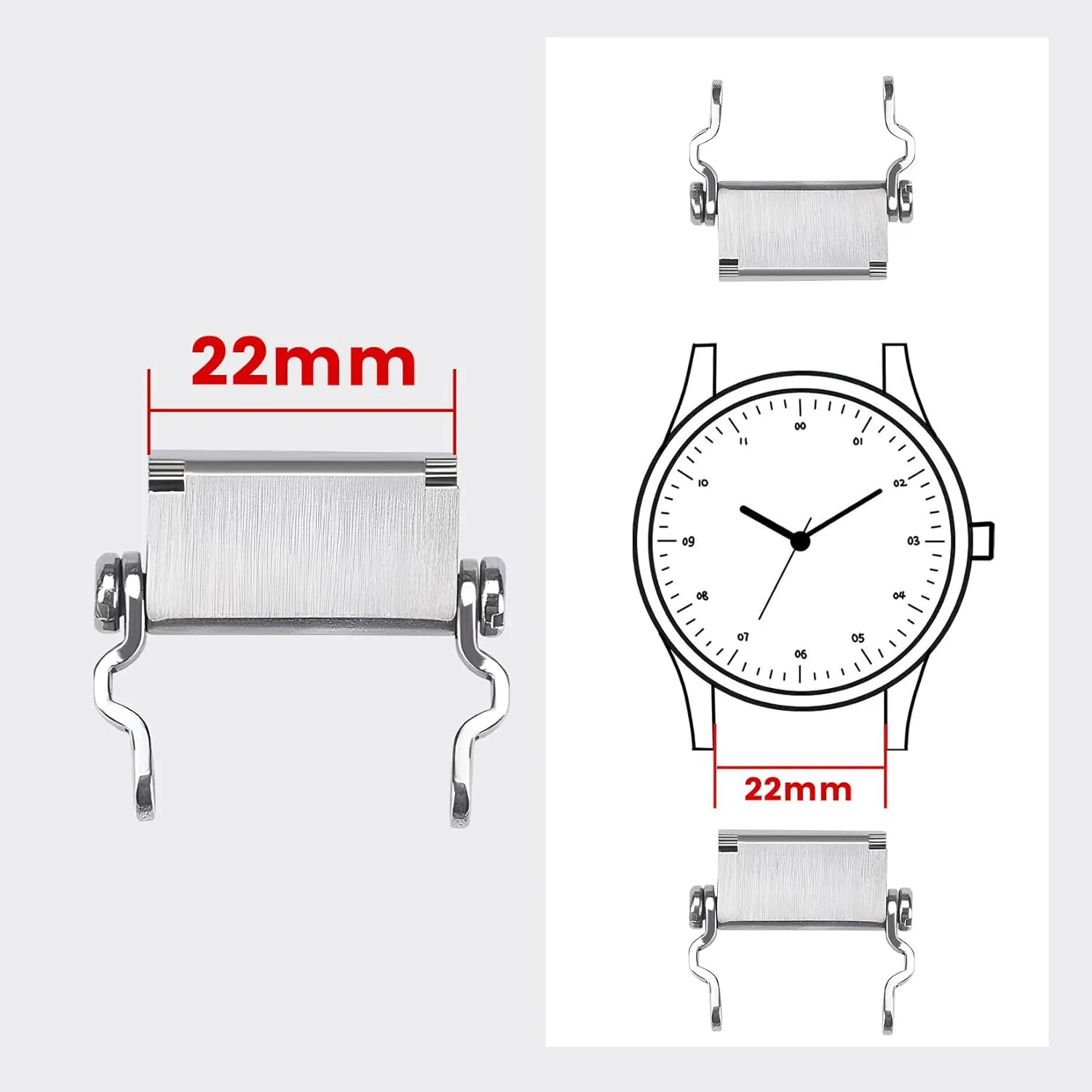 Watch Adapter Compatible with LEATHERMAN TREAD Multitool Bracelet Compatible with 22 mm Lug Width Watch, Made of Precision Machined Stainless Steel (22mm, Silver)