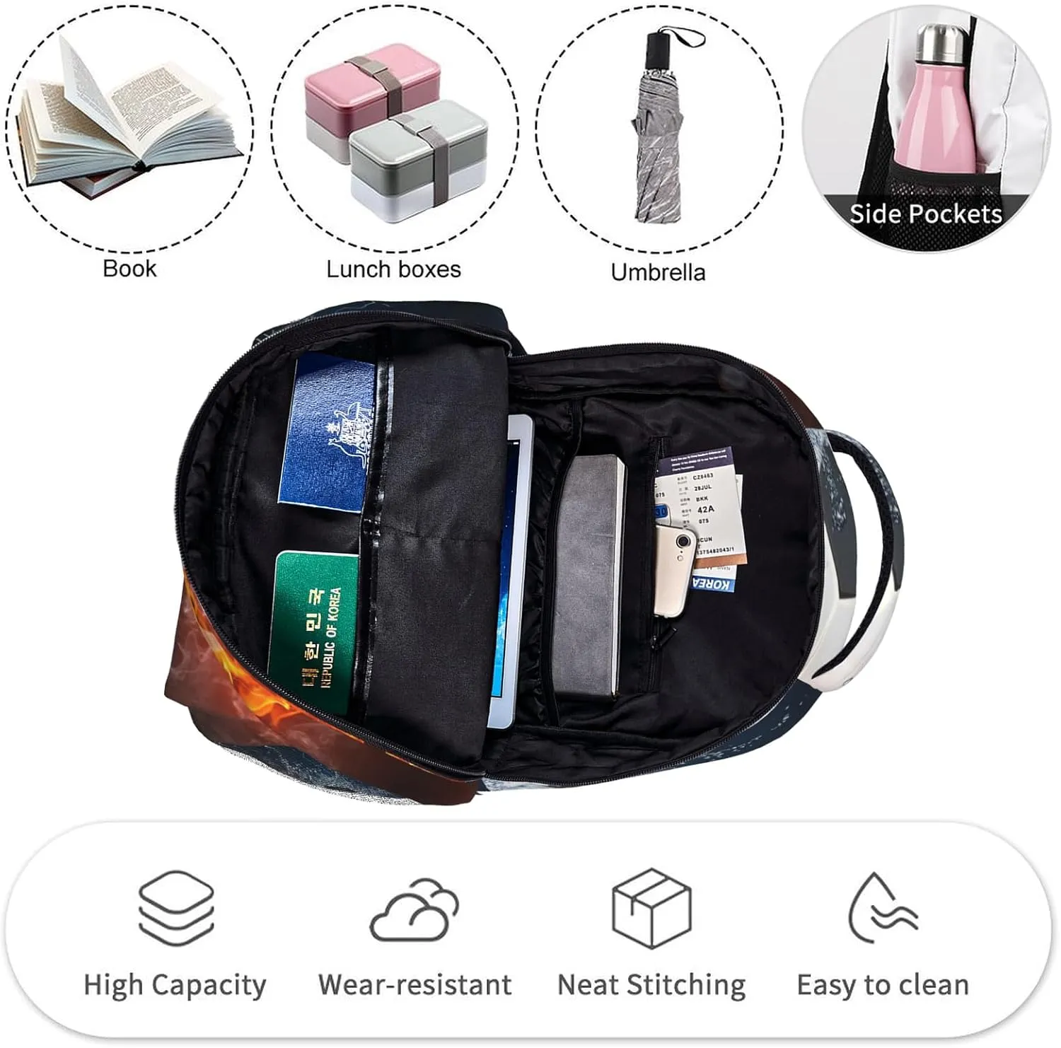 Water Fire Soccer Boys Backpack Elementary Middle School Backpack Bookbag for Girls Boys Kids Teen Back to School Book Bag Gifts for 2nd 3rd 4th 5th 6th Grade Students