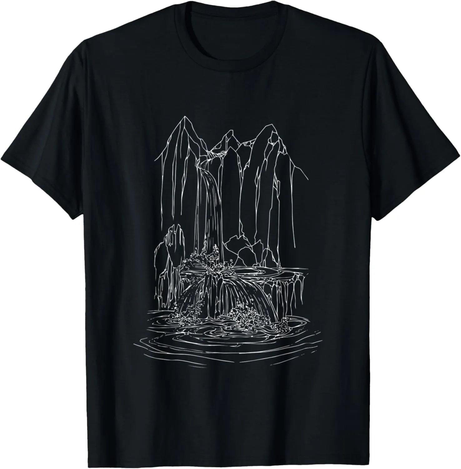 Waterfall Mountains Water Hiking Hike Hiker Nature Trekking T-Shirt