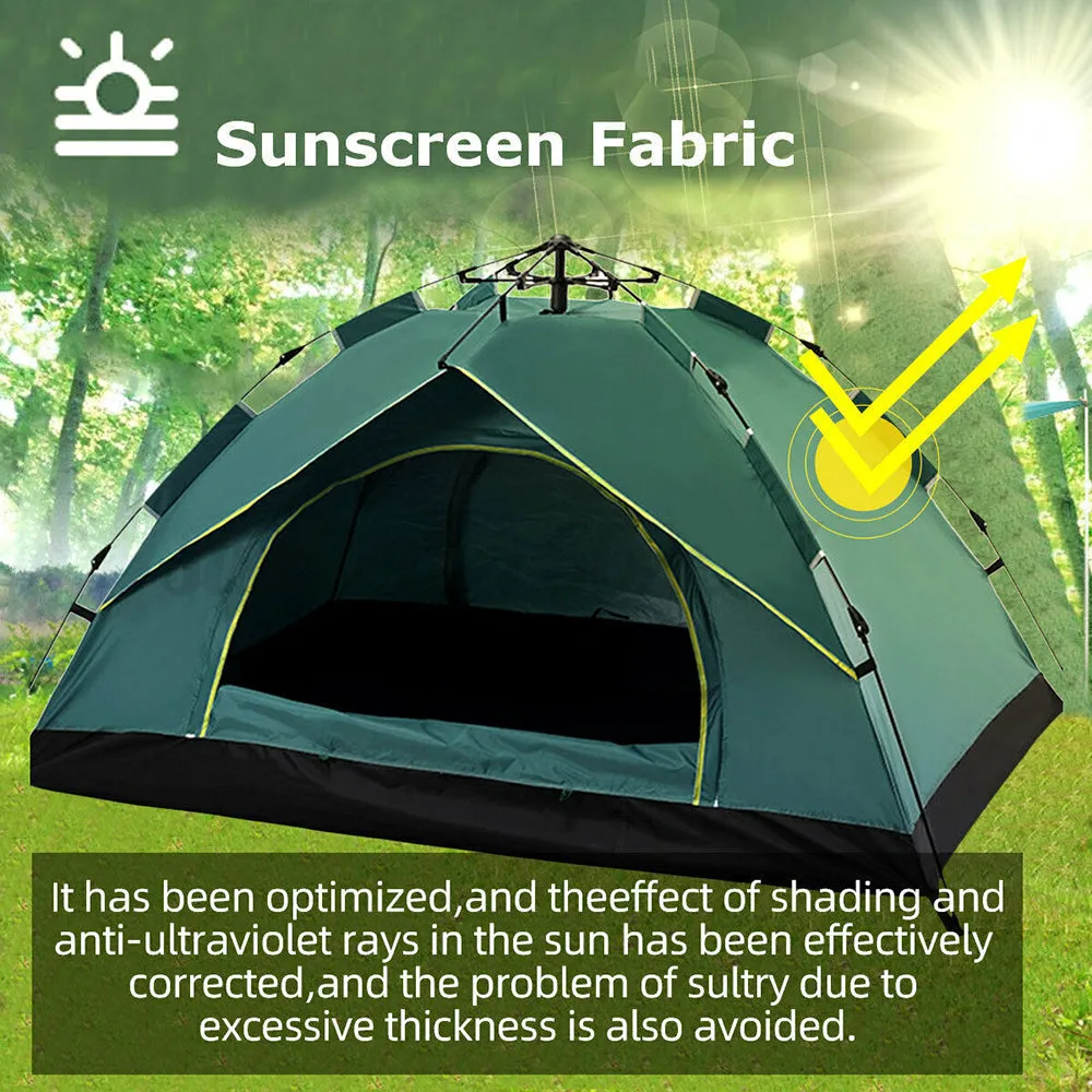 Waterproof Automatic Camping Tent 3-4 Person Come with Moisture Proof Pad(Blue)-NT_Rural