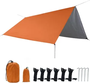 Waterproof Camping Tarp, 3mx3m Portable Hammock Rain Fly Tent Tarp Sun Shelter for Outdoor Backpacking Hiking (Color : Orange, Size : 300 * 300cm)