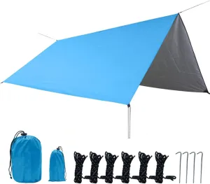 Waterproof Camping Tarp, Hammock Rain Anti Sun Shelter Outdoor Camping Tent Tarp Windproof Snowproof for Outdoor Backpacking Hiking (Color : Blue, Size : 300 * 300cm)