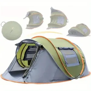 Waterproof Camping Tent - 4-Person Easy Pop Up Tent with 2 Doors