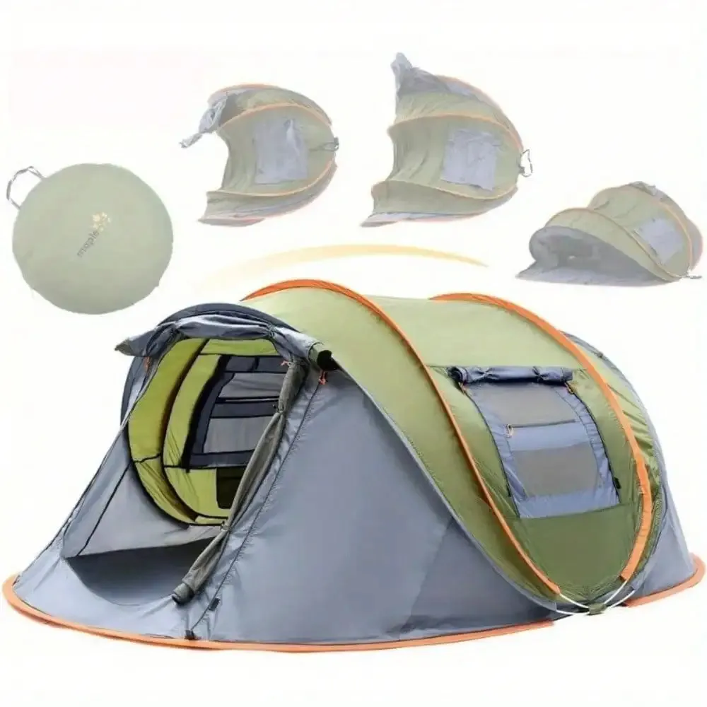 Waterproof Camping Tent - 4-Person Easy Pop Up Tent with 2 Doors