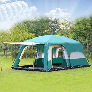 Waterproof Camping Tent,Family Tent with 3 Room 8-12 Person Large Tent 2 Bedroom Family Tent & Sun Shelter,Festival Essential for Outdoor Garden