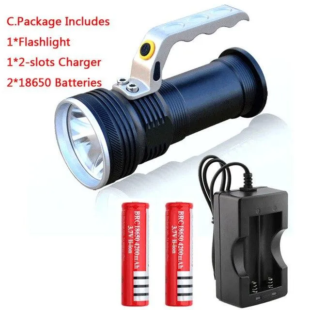waterproof Rechargeable led flashlight 3800LM XPE Q5 hand lamp Torch Portable light Lantern Use 2*18650 Battery car AC charger