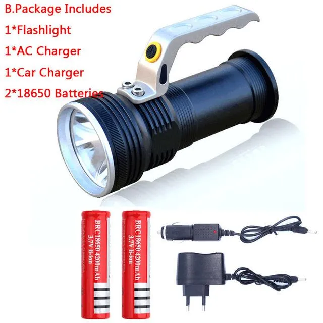 waterproof Rechargeable led flashlight 3800LM XPE Q5 hand lamp Torch Portable light Lantern Use 2*18650 Battery car AC charger