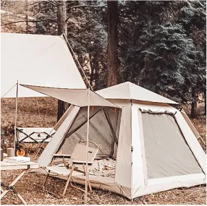 Waterproof Tent 4 People Pop Open in Three Seconds,Double Doors and Four Windows Tunnel Tents Practical Sturdy A Tent for Family,Outdoor,Hiking and Mountaineering