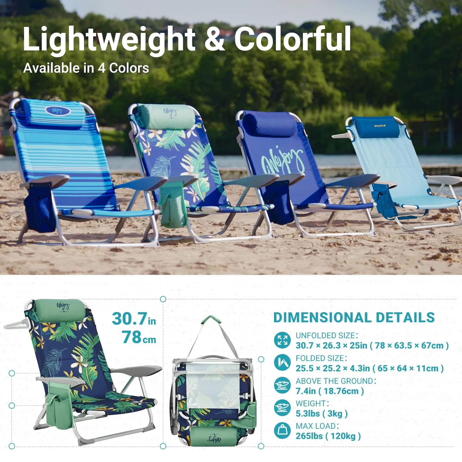 WEJOY Adjustable Beach Chair Set of 2
