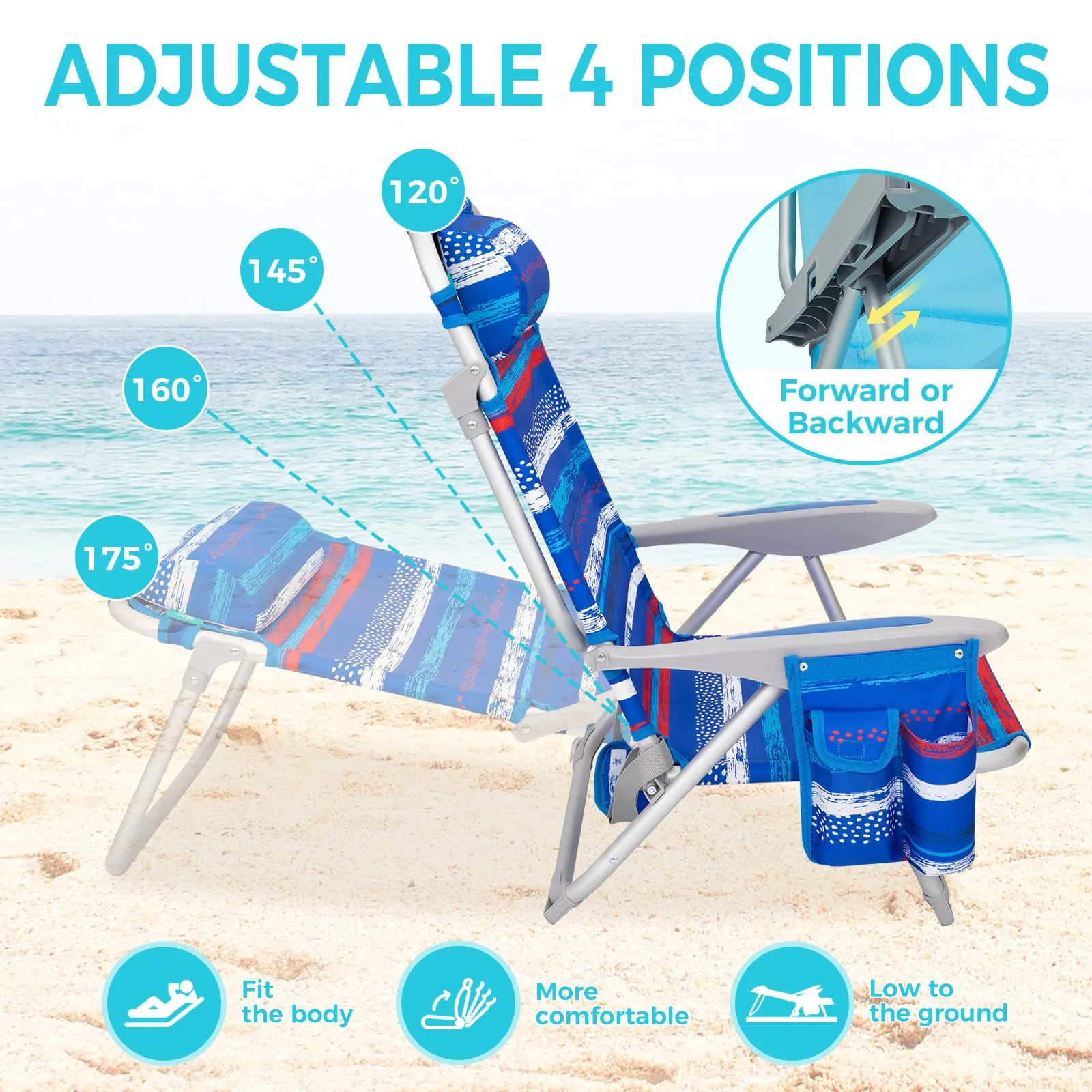 WEJOY Adjustable Beach Chair Set of 2