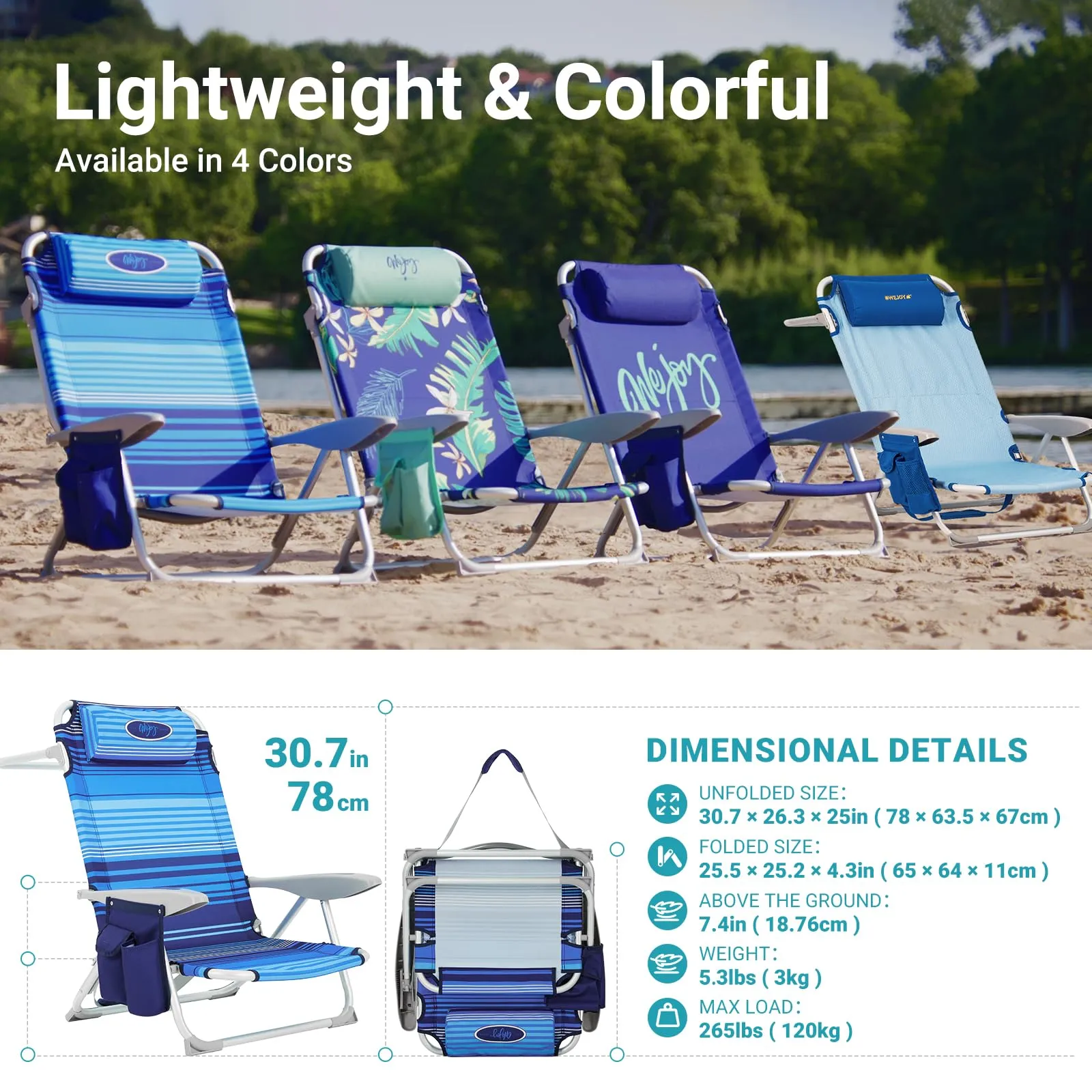 WEJOY Adjustable Beach Chair Set of 2