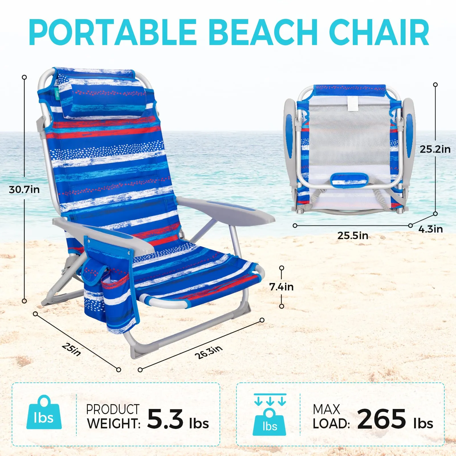 WEJOY Adjustable Beach Chair Set of 2
