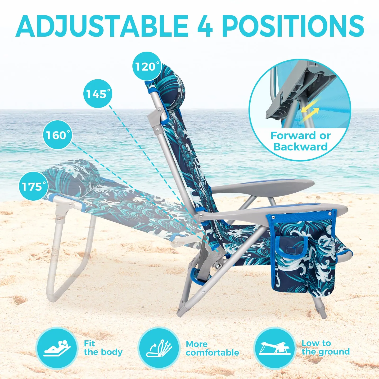 WEJOY Adjustable Beach Chair Set of 2