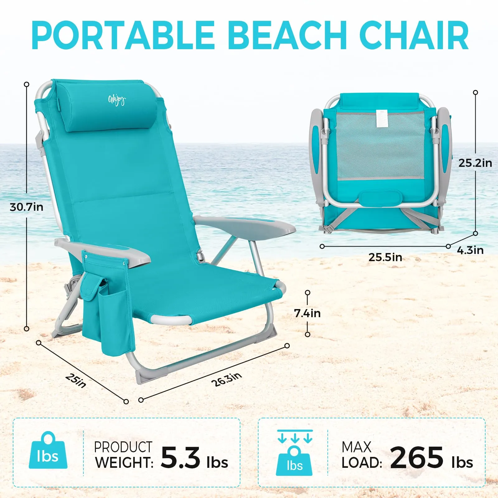 WEJOY Adjustable Beach Chair Set of 2