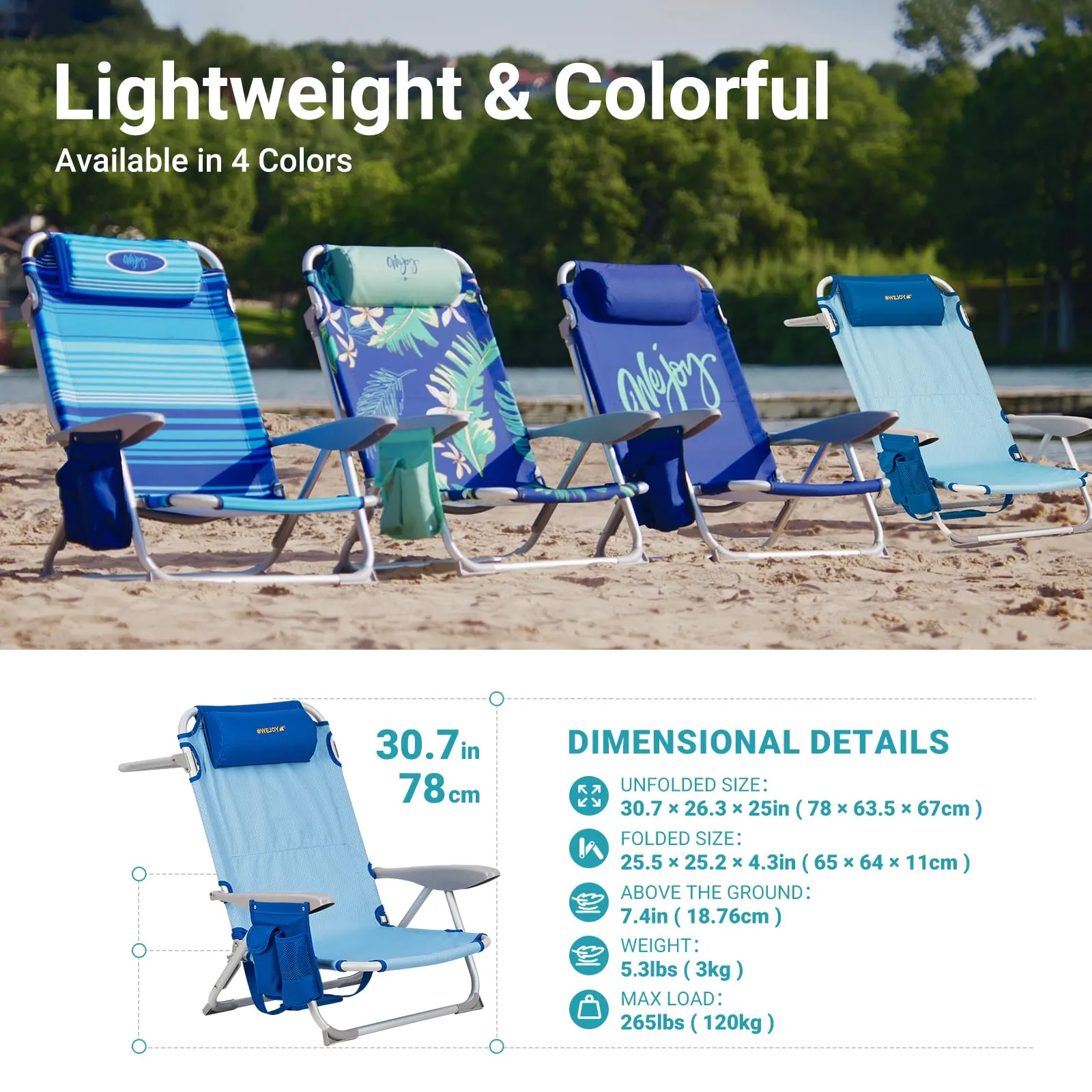 WEJOY Adjustable Beach Chair Set of 2