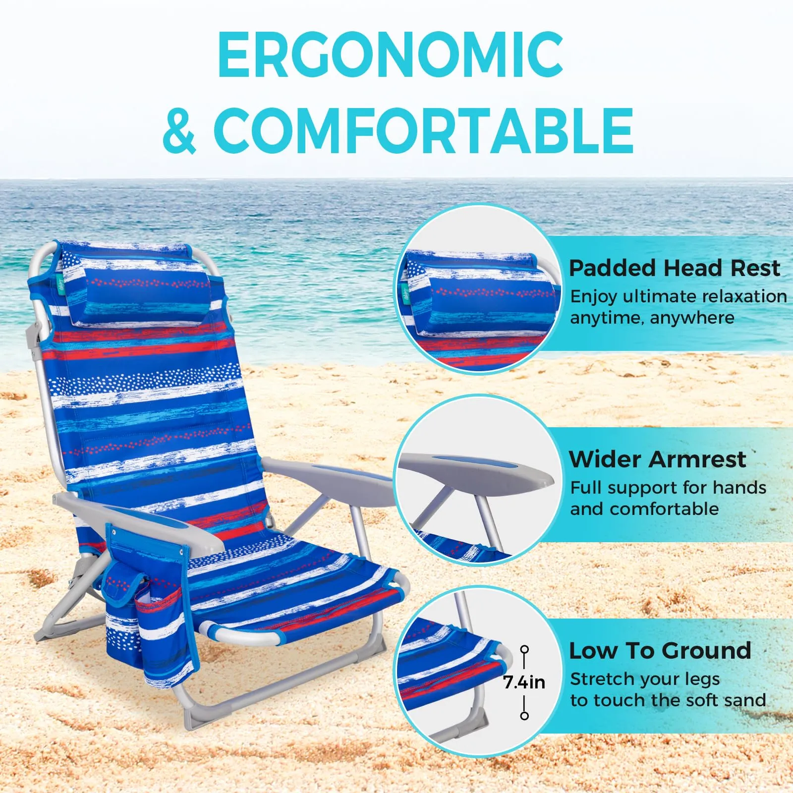 WEJOY Adjustable Beach Chair Set of 2