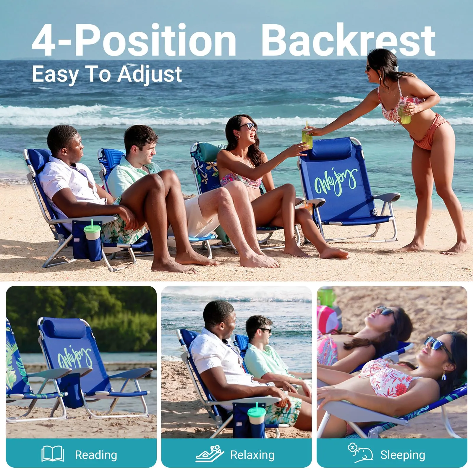 WEJOY Adjustable Beach Chair Set of 2
