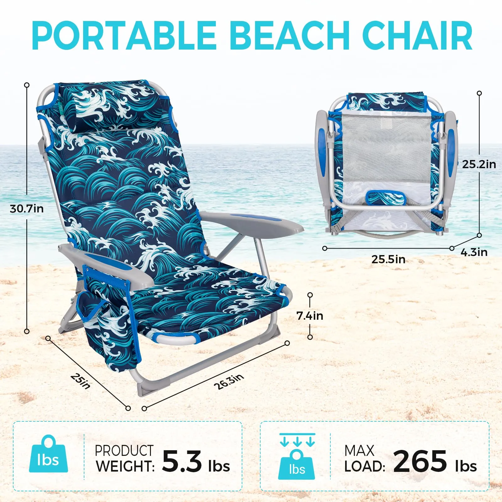 WEJOY Adjustable Beach Chair Set of 2