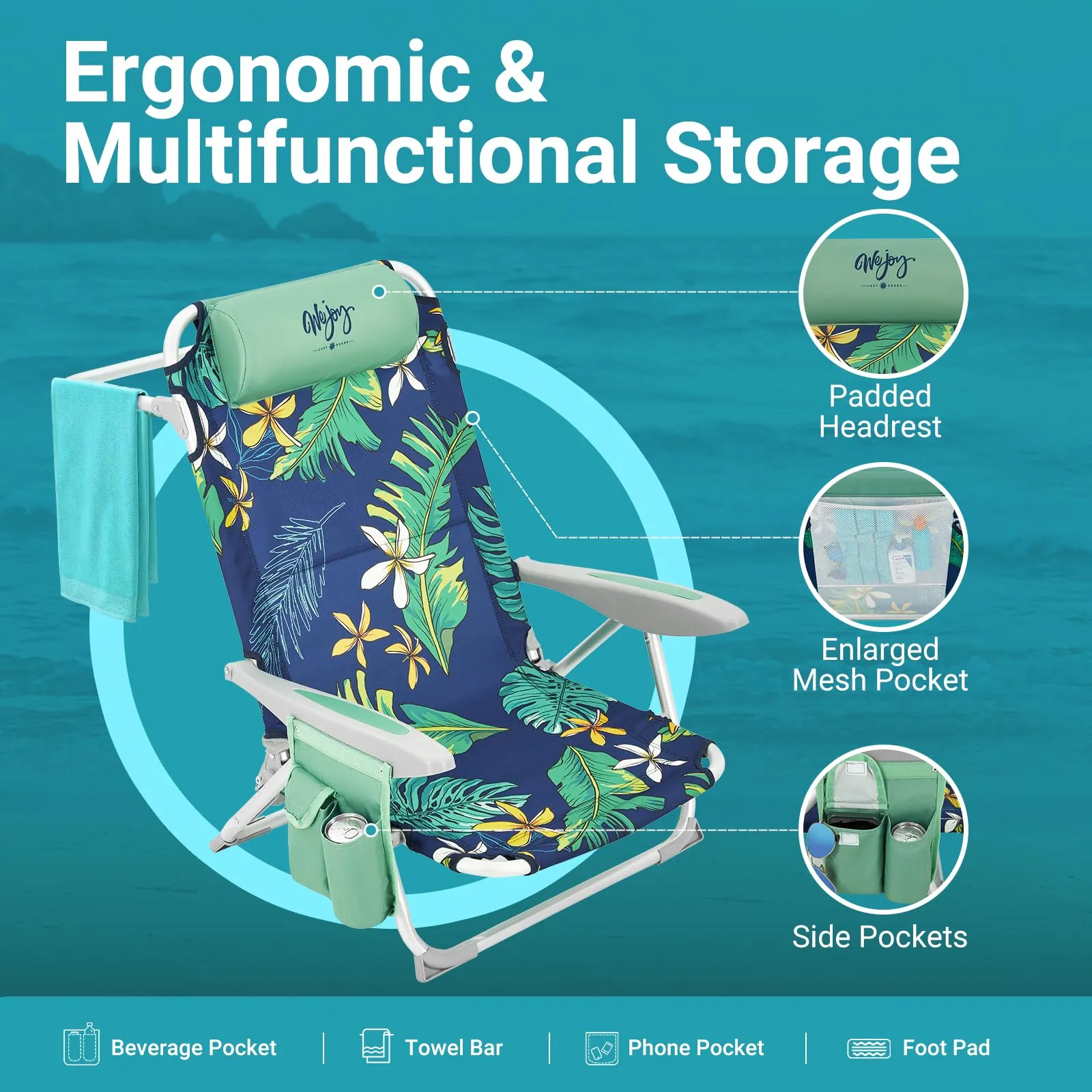 WEJOY Adjustable Beach Chair Set of 2