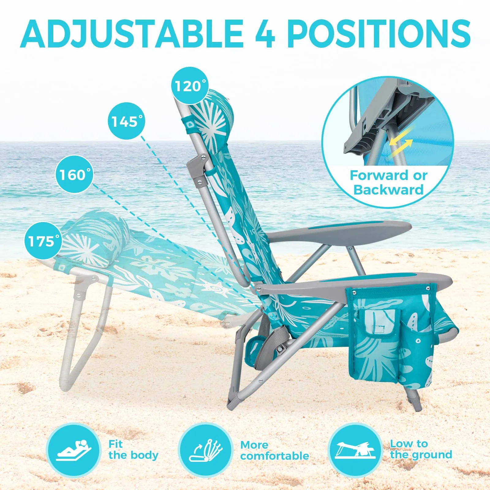 WEJOY Adjustable Beach Chair Set of 2