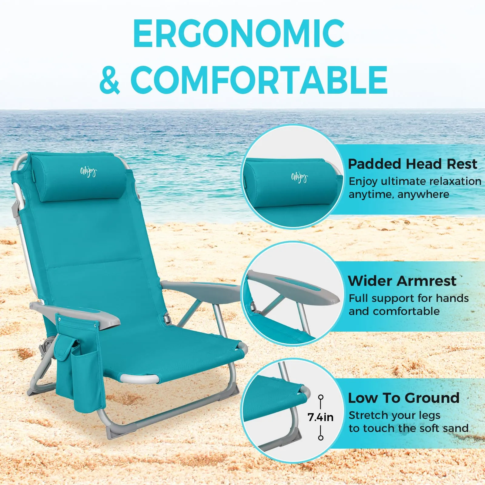 WEJOY Adjustable Beach Chair Set of 2