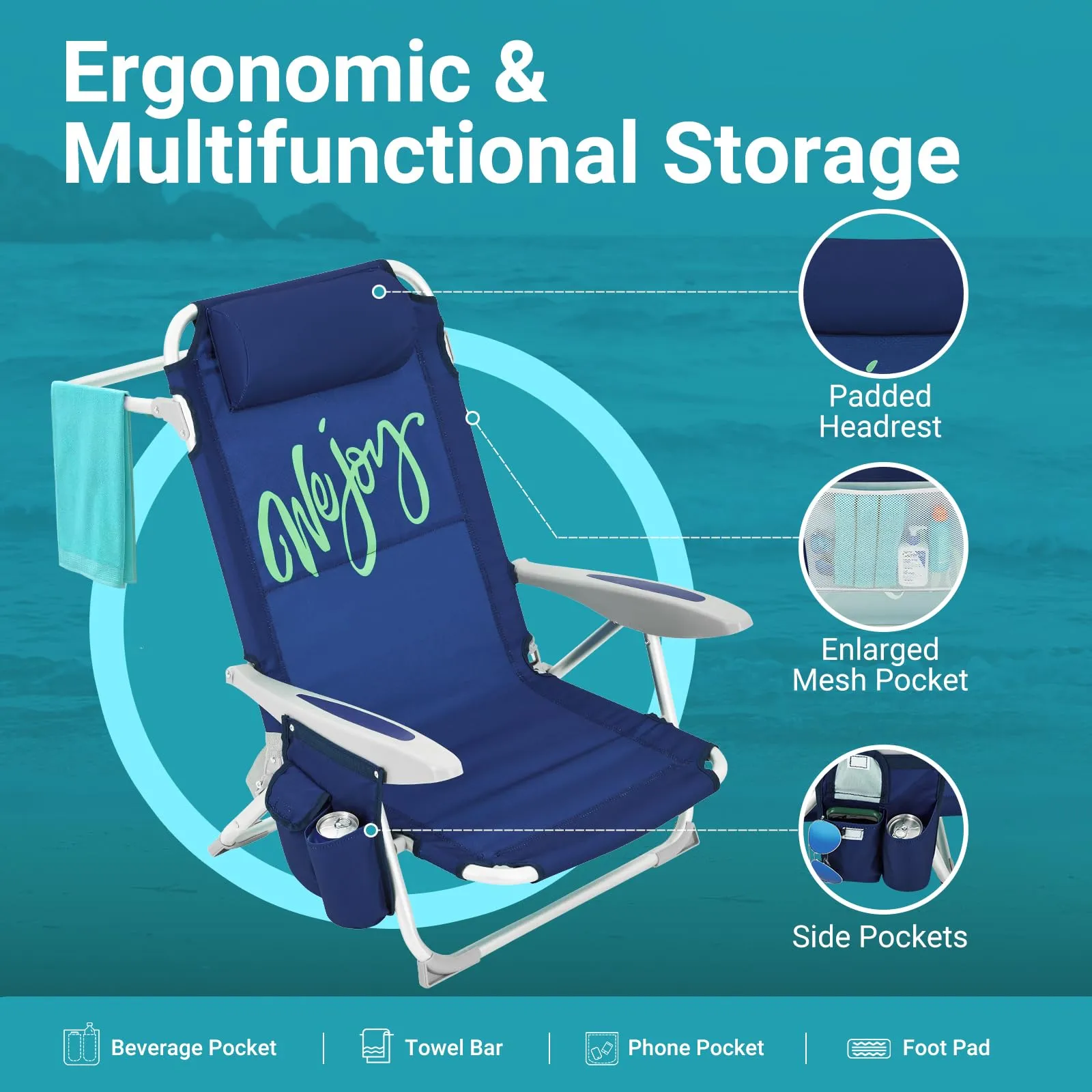 WEJOY Adjustable Beach Chair Set of 2