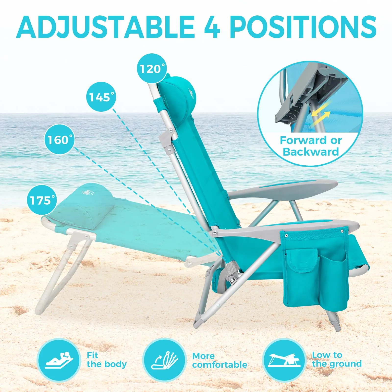 WEJOY Adjustable Beach Chair Set of 2