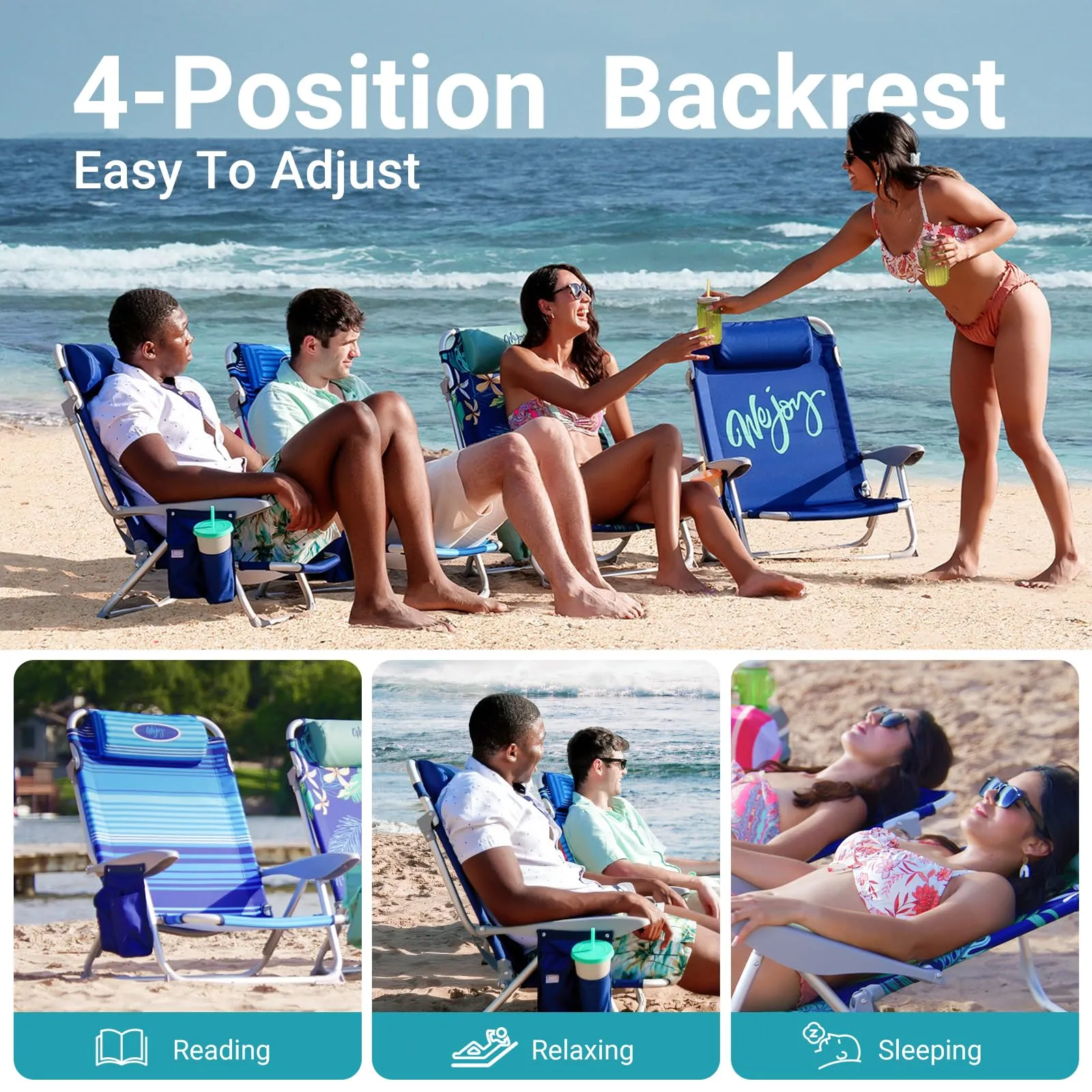 WEJOY Adjustable Beach Chair Set of 2
