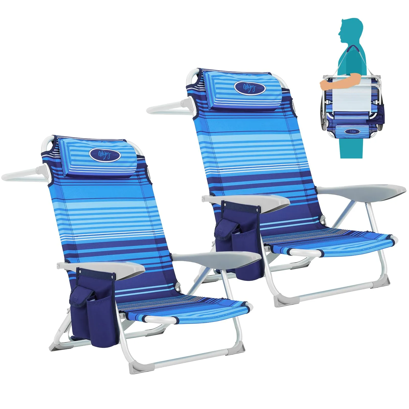WEJOY Adjustable Beach Chair Set of 2